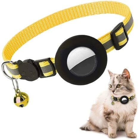 DECKON Collier Pour Chat Airtag, Collier Réfléchissant Pour Chat Airtag Avec Cloche Et Support étanche En Silicone Airtag Yellow-Black 3 DECKON Collier Pour Chat Airtag, Collier Réfléchissant Pour Chat Airtag Avec Cloche Et Support étanche En Silicone Airtag Yellow-Black
