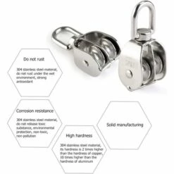 EINEMGELD Lot De 2 Blocs à Roulettes Sheave Pivotants En Acier Inoxydable 304 8 EINEMGELD Lot De 2 Blocs à Roulettes Sheave Pivotants En Acier Inoxydable 304 -Equipement antichute Soldes 62318007 3