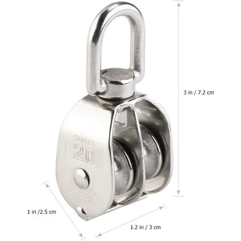 EINEMGELD Lot De 2 Blocs à Roulettes Sheave Pivotants En Acier Inoxydable 304 6 EINEMGELD Lot De 2 Blocs à Roulettes Sheave Pivotants En Acier Inoxydable 304 – Image 4