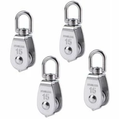 EINEMGELD 4 Pièces Poulie Simple En Acier Inoxydable 304 Poulie Simple Pour De Nombreuses Applications,Garage, Chargement De Machine, Rideau, Corde à Linge, Système De Poulie Pour Chien, Etc