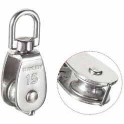 EINEMGELD 4 Pièces Poulie Simple En Acier Inoxydable 304 Poulie Simple Pour De Nombreuses Applications,Garage, Chargement De Machine, Rideau, Corde à Linge, Système De Poulie Pour Chien, Etc -Equipement antichute Soldes 62318122 3