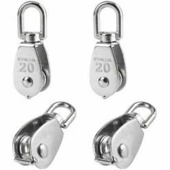 CLEGGFR 4 Pièces 20 Mm Poulie Simple Poulie En Acier Inox Poulie De Levage Capacité De La Poulie Argent,LO-Ron