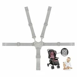 DENUOTOP Ceinture De Sécurité De Siège D'enfant 5 Points Gris Harnais Cinq Points Sangle De Poussette Ceinture De Harnais De Bébé Ceinture De Sécurité Universel Pour Poussette Pour Chaise Haute Enfant