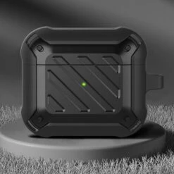 PERLE RARE Oque Robuste Pour AirPods Coque De Protection AirPods [Série Unicorn Beetle Pro] Étui Protecteur AirPods Avec Porte-clés Compatible Avec AirPods 3 (Noir)