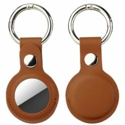 PERLE RARE 3 Pièce Étuis En Cuir PU Pour AirTags Key Finder (Locator Tracker), Mini AirTags Tracker Cover Skin, Housse AirTags Avec Porte-Clés