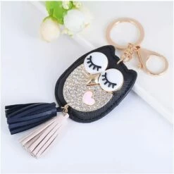 PERLE RARE Hibou Tassel Porte-clés Pendentif Charm Porte-clés Mode Femme Sac Décoration (Noir) 10 PERLE RARE Hibou Tassel Porte-clés Pendentif Charm Porte-clés Mode Femme Sac Décoration (Noir) -Equipement antichute Soldes 63731951 4