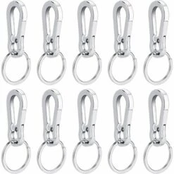 PERLE RARE Mousqueton Détachable Pivotant 10 Pièce Mousqueton Métallique Avec Porte-Clés Anneau Boucle Porte-clés Pour La Clé De Voiture Pour Hommes Et Femmes (Argent)