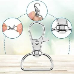PERLE RARE 50 Pièces Porte-clés Rotatif,Mousqueton Porte Clé,Fermoirs Mousquetons Pivotants,D Fermoir Porte-clés Clip,pour Sac à Main Étiquette De Travail DIY Décoration -Equipement antichute Soldes 63732369 2