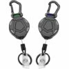 PERLE RARE Paquet De 2 Porte-clés Rétractables, Porte-badge Mousqueton Robuste, Bobine De Badge D'identification Tactique Avec Cordon Rétractable En Acier -Equipement antichute Soldes 63734446 1