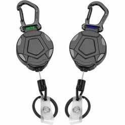PERLE RARE Paquet De 2 Porte-clés Rétractables, Porte-badge Mousqueton Robuste, Bobine De Badge D'identification Tactique Avec Cordon Rétractable En Acier