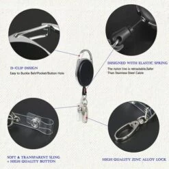 PERLE RARE Porte-clésEnrouleur Rétractable Longueur 68.5 Cm Avec Ressort Renforcé Et Cordon Résistant,pour Des Cartes D'identité Avec Porte-clés Clip De Serrage -Equipement antichute Soldes 63734483 4