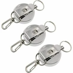 PERLE RARE 3 X Rétractable Porte-clés Avec Clip Ceinture Et Chaîne De Moulinet En Acier, Rétractable Clip Porte-badge, Porte-clé Porte Clip