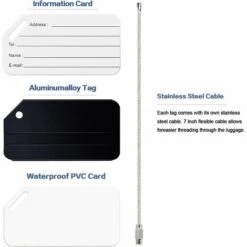 LIFCAUSAL Lot De 8 étiquettes à Bagages En Aluminium Noir Avec Carte D'identité Parfaite Pour Repérer Rapidement Les Valises à Bagages Par Ovener -Equipement antichute Soldes 63745958 4