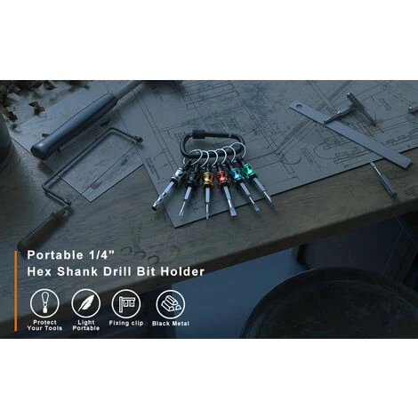LIFCAUSAL 1/4 Pouces Tige Hexagonale En Alliage D'aluminium Tournevis Porte-embouts Barre D'extension Perceuse Vis Adaptateur Changement Porte-clés Portable (12PC Couleur Avec Mousqueton Noir) 7 LIFCAUSAL 1/4 Pouces Tige Hexagonale En Alliage D'aluminium Tournevis Porte-embouts Barre D'extension Perceuse Vis Adaptateur Changement Porte-clés Portable (12PC Couleur Avec Mousqueton Noir) – Image 5