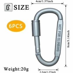 BARES Lot De 6 Mousquetons Verrouillables En Aluminium Avec Anneau En D Pour L'extérieur, Camping, Voyage, Pêche, Sac à Dos, Porte-clés à Vis Robustes -Equipement antichute Soldes 63751125 2