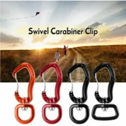 PREMIER Clip Mousqueton Pivotant 360 ° Rotatif Mousqueton Spinner Petit Mousqueton Filaire Hamac Rotatif Clip Crochet - Noir - Anneau En D -Equipement antichute Soldes 63765522 3