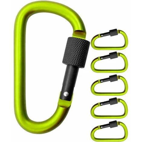SINCèREETALI Lot De 5 Gros Mousquetons à Vis Pour Fixation De Matériel, Aluminium, 8 Cm, Vert Clair, Noir, Lot De 5. 3 SINCèREETALI Lot De 5 Gros Mousquetons à Vis Pour Fixation De Matériel, Aluminium, 8 Cm, Vert Clair, Noir, Lot De 5.