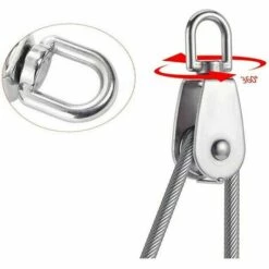 CLEGGFR 2 Pièces Seul Poulies Bloc Rouleau, M32 Poulie Simple En Acier Inoxydable, Poulie Pivotante Pour Corde à Linge, Etendoir, Tendeur, Poids Et Barre De Musculation, Crochet Cord -Equipement antichute Soldes 63822664 4