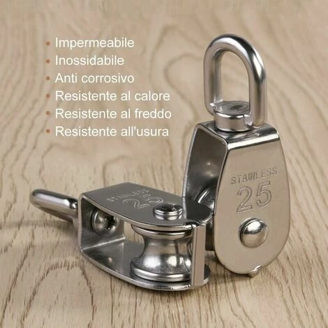 CLEGGFR 25MM Poulie En Acier Inox 304 M25 Poulie De Levage 400kg Poulie à Crochet Pivotant à Poulie Simple - Argent ( 2 Pièces) 5 CLEGGFR 25MM Poulie En Acier Inox 304 M25 Poulie De Levage 400kg Poulie à Crochet Pivotant à Poulie Simple - Argent ( 2 Pièces) – Image 3
