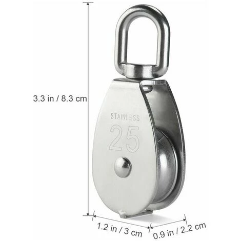 CLEGGFR 25MM Poulie En Acier Inox 304 M25 Poulie De Levage 400kg Poulie à Crochet Pivotant à Poulie Simple - Argent ( 2 Pièces) 6 CLEGGFR 25MM Poulie En Acier Inox 304 M25 Poulie De Levage 400kg Poulie à Crochet Pivotant à Poulie Simple - Argent ( 2 Pièces) – Image 4