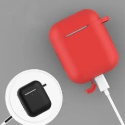 PERLE RARE Airpods Coque Housse Étui Protecteur Compatible Pour AirPods 2 & 1, AirPods 2 & 1 Case Silicone Cover [Témoin LED Visible] [Supporte La Charge Sans Fil Et Mousqueton] Rouge -Equipement antichute Soldes 63826650 3