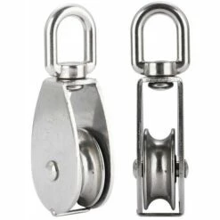 FOZIY Poulie Simple Pivotante M15 Poulie Simple En Acier Inoxydable Robuste Poulie Simple Bloc Lisse Rouleau De Chargement 35 KG Pour Corde De Levage Câble Corde à Linge，Fonepro -Equipement antichute Soldes 63841357 3