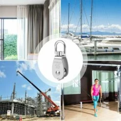 FOZIY Poulie Simple Pivotante M15 Poulie Simple En Acier Inoxydable Robuste Poulie Simple Bloc Lisse Rouleau De Chargement 35 KG Pour Corde De Levage Câble Corde à Linge，Fonepro -Equipement antichute Soldes 63841357 5