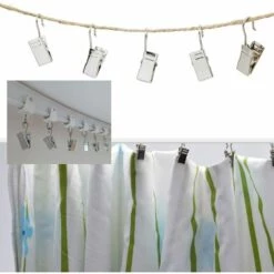 PERLE RARE Pince à Rideau En Acier Inoxydable Crochet En Métal Pour Rideau Photo Décor à La Maison 50 Argent -Equipement antichute Soldes 63958598 5
