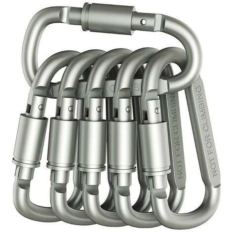 FR-LIFE BR-Vie Paquet De 6 Mousquetons Verrouillables Boucle De Porte En Aluminium Pour Le Camping, La Pêche, La Randonnée Et Le Porte-clés - Noir 3 FR-LIFE BR-Vie Paquet De 6 Mousquetons Verrouillables Boucle De Porte En Aluminium Pour Le Camping, La Pêche, La Randonnée Et Le Porte-clés - Noir