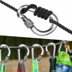 CARILLONSàVENT 2 Pieces M8, Stainless Steel Screwgate Carabiner For Camping Travel Hammocks - Weight Capacity: 300 Kg Carivent -Equipement antichute Soldes 64139514 4