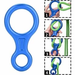 CARILLONSàVENT Descendeur Escalade Descendeur, Aluminium Descendeur, Équipement De Descente Dispositif, Alliage D'Aluminium 8 Anneau Descendeur De Corde Pour Escalade, Porter Secours (Bleu) Carivent -Equipement antichute Soldes 64141844 3