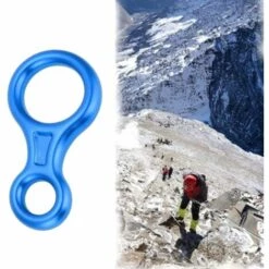 CARILLONSàVENT Descendeur Escalade Descendeur, Aluminium Descendeur, Équipement De Descente Dispositif, Alliage D'Aluminium 8 Anneau Descendeur De Corde Pour Escalade, Porter Secours (Bleu) Carivent -Equipement antichute Soldes 64141844 4