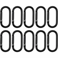 CARILLONSàVENT 10 PCS Mousqueton à Verrouillage Mousquetons En Alliage D'Aluminium Mousqueton En Forme D Petit Mousqueton Porte Clé Crochet D'Escalade à Ressort Clips De Mousqueton Noir Pour Voyageant Camping RV(le Noir) Carivent