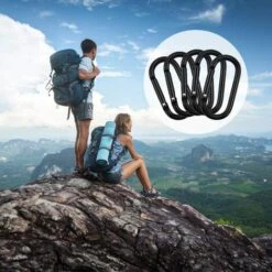 CARILLONSàVENT 10 PCS Mousqueton à Verrouillage Mousquetons En Alliage D'Aluminium Mousqueton En Forme D Petit Mousqueton Porte Clé Crochet D'Escalade à Ressort Clips De Mousqueton Noir Pour Voyageant Camping RV（le Noir） Carivent -Equipement antichute Soldes 64141937 4