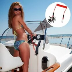 AOUGO 2 Pièces Cordon D'Arrêt De Sécurité Pour Bateau Lanière D’Interrupteur Corde D'Arrêt D'urgence Universelle Pour Interrupteur Hors-Bord Lanière De Sécurité Avec 7 Clés, Rouge, 78 Pouces De Long -Equipement antichute Soldes 64147130 5