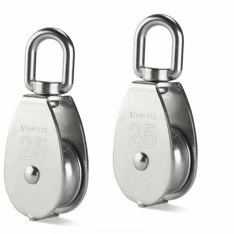 Dontodent 25MM Poulie En Acier Inox 304 M25 Poulie De Levage 400kg Poulie à Crochet Pivotant à Poulie Simple - Argent ( 2 Pièces) 3 Dontodent 25MM Poulie En Acier Inox 304 M25 Poulie De Levage 400kg Poulie à Crochet Pivotant à Poulie Simple - Argent ( 2 Pièces)