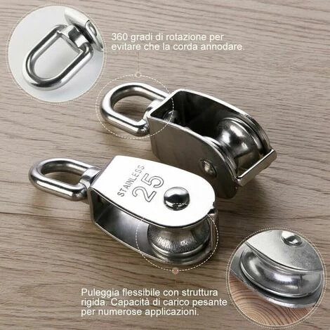 Dontodent 25MM Poulie En Acier Inox 304 M25 Poulie De Levage 400kg Poulie à Crochet Pivotant à Poulie Simple - Argent ( 2 Pièces) 4 Dontodent 25MM Poulie En Acier Inox 304 M25 Poulie De Levage 400kg Poulie à Crochet Pivotant à Poulie Simple - Argent ( 2 Pièces) – Image 2