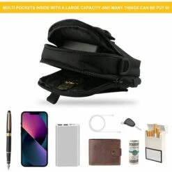 PERLE RARE Multifonctionnel Sac De Tactique Ceinture Sacoche Sport Accrocher Poches Sac à Bandoulière De Sports Pour Cyclisme Randonnée Alpinisme Camping - Noir -Equipement antichute Soldes 64473411 3
