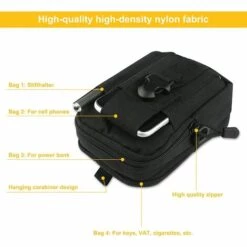 PERLE RARE Multifonctionnel Sac De Tactique Ceinture Sacoche Sport Accrocher Poches Sac à Bandoulière De Sports Pour Cyclisme Randonnée Alpinisme Camping - Noir -Equipement antichute Soldes 64473411 4