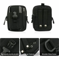 PERLE RARE Multifonctionnel Sac De Tactique Ceinture Sacoche Sport Accrocher Poches Sac à Bandoulière De Sports Pour Cyclisme Randonnée Alpinisme Camping - Noir -Equipement antichute Soldes 64473411 5