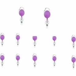 CADEAUX 12pcs Porte-clés Rétractables, Porte-badge Mousqueton Robuste, Bobine De Badge D'identification Avec Cordon Rétractable，Violet