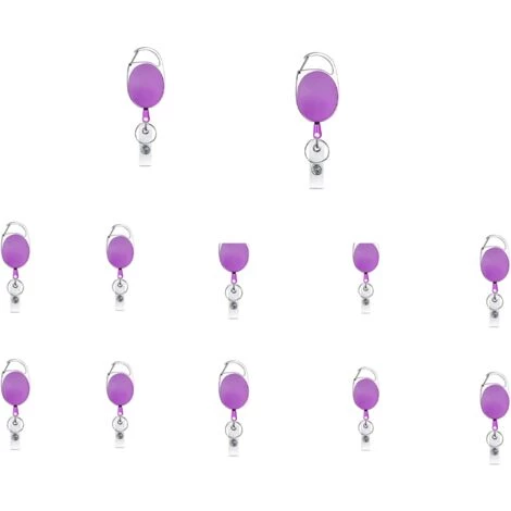 CADEAUX 12pcs Porte-clés Rétractables, Porte-badge Mousqueton Robuste, Bobine De Badge D'identification Avec Cordon Rétractable,Violet 3 CADEAUX 12pcs Porte-clés Rétractables, Porte-badge Mousqueton Robuste, Bobine De Badge D'identification Avec Cordon Rétractable,Violet