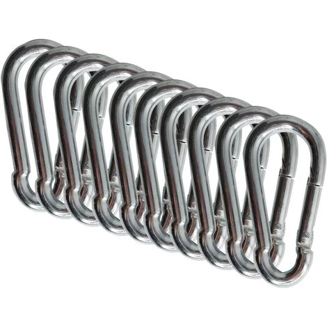 MEZHENG Mousquetons 60mm X 6 Mm 10 Pièce, Mousqueton En Acier Avec Crochets à Pression, Capacité De Charge Jusqu'à Environ 80 Kg 3 MEZHENG Mousquetons 60mm X 6 Mm 10 Pièce, Mousqueton En Acier Avec Crochets à Pression, Capacité De Charge Jusqu'à Environ 80 Kg