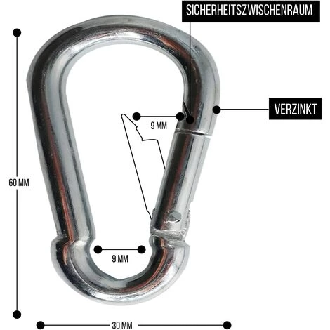 MEZHENG Mousquetons 60mm X 6 Mm 10 Pièce, Mousqueton En Acier Avec Crochets à Pression, Capacité De Charge Jusqu'à Environ 80 Kg 4 MEZHENG Mousquetons 60mm X 6 Mm 10 Pièce, Mousqueton En Acier Avec Crochets à Pression, Capacité De Charge Jusqu'à Environ 80 Kg – Image 2