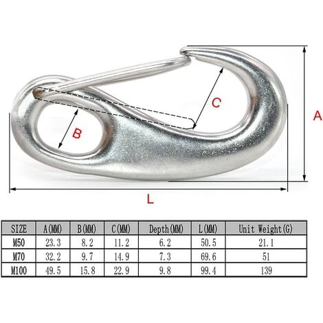 MEZHENG Mousqueton à Ressort En Acier Inoxydable 314 Avec œillet Porte-clés Pour Camping En Plein Air, équipement De Survie Tactique 7 MEZHENG Mousqueton à Ressort En Acier Inoxydable 314 Avec œillet Porte-clés Pour Camping En Plein Air, équipement De Survie Tactique – Image 5
