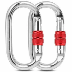 SLBRILLèRE Lot De 2 Mousquetons D'escalade En Acier Dur Argenté 25 KN Avec Fermoir à Vis