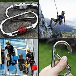 SLBRILLèRE Lot De 2 Mousquetons D'escalade En Acier Dur Argenté 25 KN Avec Fermoir à Vis -Equipement antichute Soldes 64494779 4
