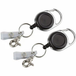 MERéTéET Porte-clés Rétractable Robuste Enrouleur Porte-Clé Rétractable Mousqueton Clip Clé Avec Cordon En Fil D'acier Multioutil Pour Homme Clés Carte D'identité 110*30mm Noir 2 Pièces，KoleZy