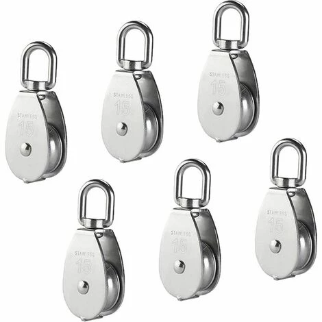 NAXUNNN M15 Poulie Simple En Acier Inoxydable 304, 15MM Seul Poulies Bloc Rouleau, Grue Pivot Crochet Lisse Fil Corde Câble Chargement 77lbs/35Kg (6 Pièces) 3 NAXUNNN M15 Poulie Simple En Acier Inoxydable 304, 15MM Seul Poulies Bloc Rouleau, Grue Pivot Crochet Lisse Fil Corde Câble Chargement 77lbs/35Kg (6 Pièces)