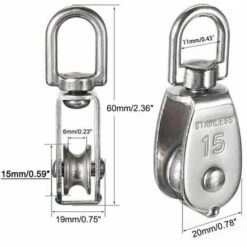 NAXUNNN M15 Poulie Simple En Acier Inoxydable 304, 15MM Seul Poulies Bloc Rouleau, Grue Pivot Crochet Lisse Fil Corde Câble Chargement 77lbs/35Kg (6 Pièces) 10 NAXUNNN M15 Poulie Simple En Acier Inoxydable 304, 15MM Seul Poulies Bloc Rouleau, Grue Pivot Crochet Lisse Fil Corde Câble Chargement 77lbs/35Kg (6 Pièces) -Equipement antichute Soldes 64520142 4